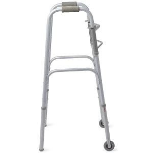 Medline Two-Button Folding Walkers with 3" Wheels - Adult Folding Walker, 2 Button, with 3" Wheels, Basic - MDS86410W4B