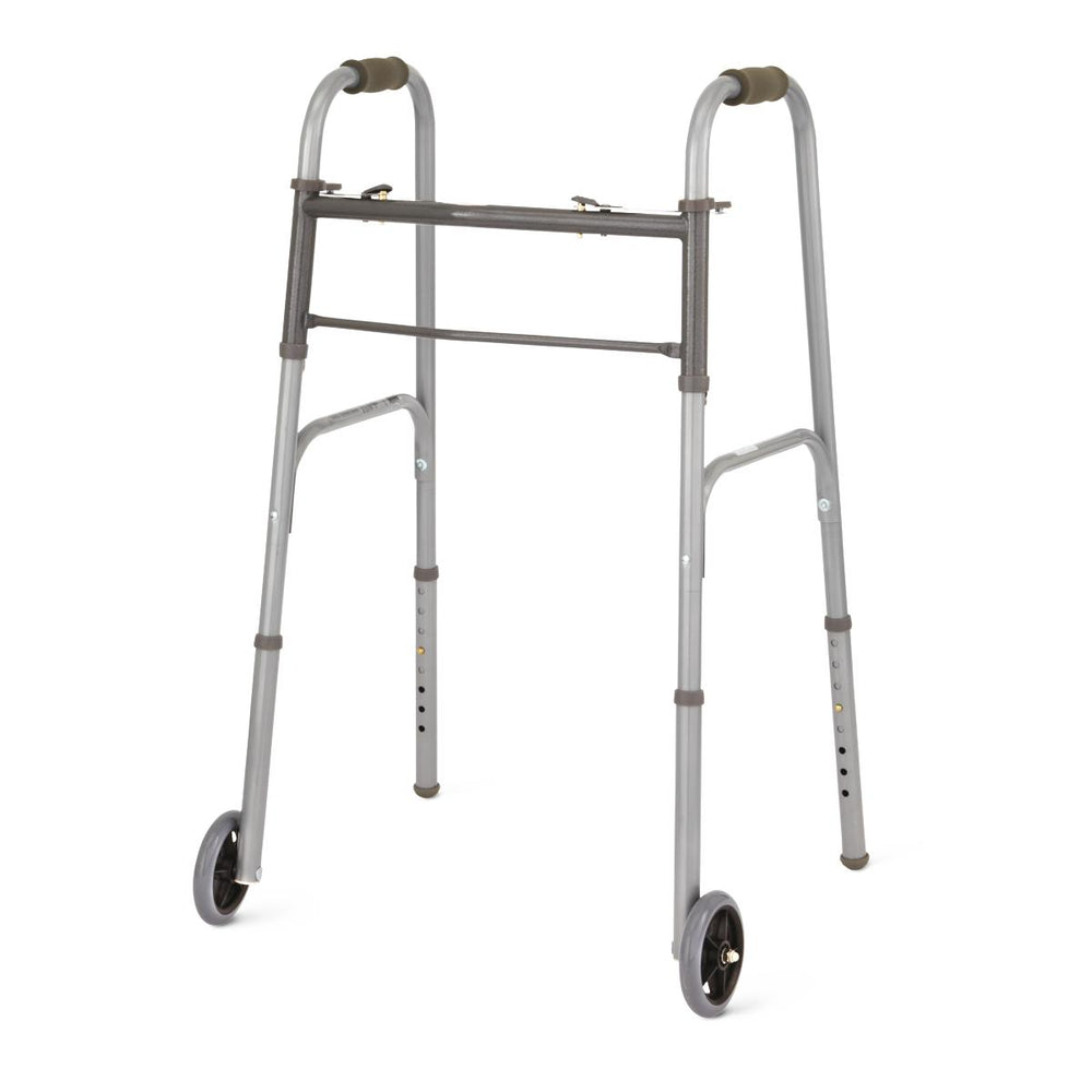 Two-Button Folding Walkers with 5" Wheels