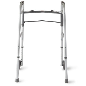 Medline Two-Button Folding Walkers with 5" Wheels - 2-Button Folding Walker with 5" Wheels - MDS86410W54