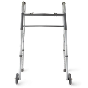 Medline Two-Button Folding Walkers with 5" Wheels - 2-Button Folding Walker with 5" Wheels - MDS86410W54