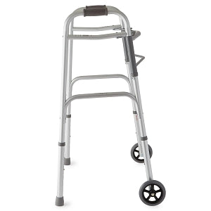 Medline Two-Button Folding Walkers with 5" Wheels - 2-Button Folding Walker with 5" Wheels - MDS86410W54