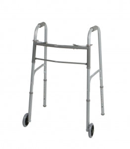 Medline Two-Button Folding Walkers with 5" Wheels - 2-Button Folding Walker with 5" Wheels - MDS86410W54