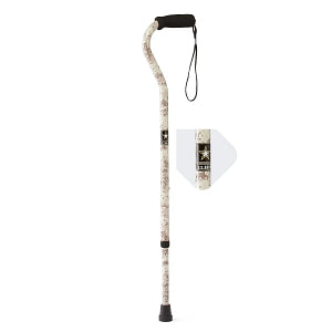 Medline Offset Handle Fashion Canes - Offset Cane, Camo Pattern with Army Logo - MDS86420AC