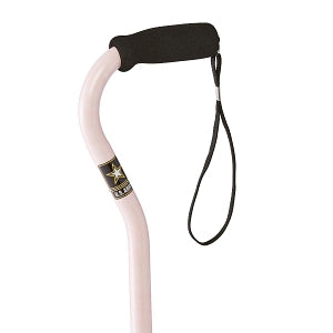 Medline Offset Handle Fashion Canes - Offset Cane, Pink with Army Logo, Army Stars - MDS86420AP