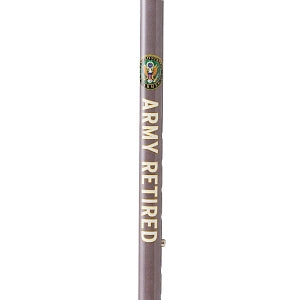 Medline Offset Handle Fashion Canes - Offset Cane, Grey with Army Retired Logo - MDS86420AR