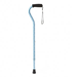 Medline Offset Handle Fashion Canes - Offset Handle Cane, Baroque Print, Teal - MDS86420BT