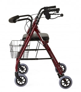 Medline Deluxe Rollators - Deluxe Rollator, Burgundy, Curved Back, 250 lb. - MDS86810