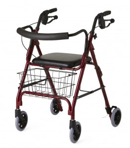 Medline Deluxe Rollators - Deluxe Rollator, Burgundy, Curved Back, 250 lb. - MDS86810