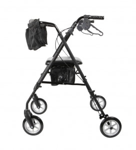 Medline Stealth Rollator - Stealth Rollator with 7" Wheels, Matte Black - MDS86835HE