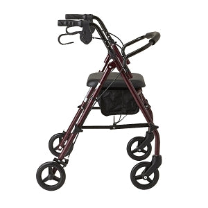 Medline Basic Steel Rollators - Basic Steel Rollator with 6" Wheels, Burgundy, Knockdown - MDS86850ESKD