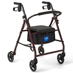 Medline Basic Steel Rollators - Basic Steel Rollator with 6" Wheels, Burgundy - MDS86850ES