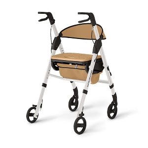 Medline Momentum Rollators - Momentum Rollator with Height-Adjustable Seat and Handles, White - MDS86870W