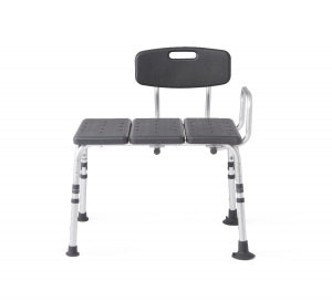 Medline Knockdown Transfer Bench with Microban - Knockdown Transfer Bench with Back and Microban Treatment, Gray - MDS86960KDMBG