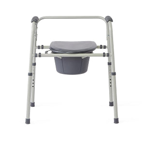 Medline Steel Commode with Microban - Knockdown Steel Bedside Commode with Microban, Gray - MDS89664KDMBG