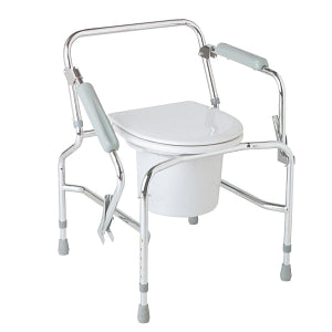 Medline Steel Drop-Arm Commode - Chrome-Plated Steel Drop-Arm Commode - MDS89668