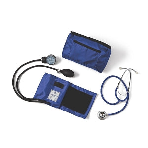 Medline Compli-Mates Dual-Head Stethoscope and Blood Pressure Combo Kits - Dual-Head Stethoscope and Handheld Aneroid Sphygmomanometer Combination Kit, Adult, Royal Blue - MDS9119