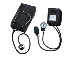 Medline Premium Compli-Mates Kit with Stainless Steel Stethoscope - Handheld Aneroid with Stainless Steel Stethoscope, Black, Adult - MDS9140