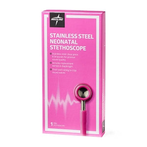 Medline Elite Neonatal Stainless Steel Stethoscope - Elite Neonatal Stainless Steel Stethoscope, Pink - MDS92160