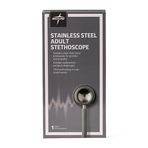 Medline Elite Stainless Steel Stethoscope - Elite Adult Stainless Steel Stethoscope, Gray - MDS92250