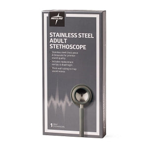 Medline Elite Stainless Steel Stethoscope - Elite Adult Stainless Steel Stethoscope, Gray - MDS92250