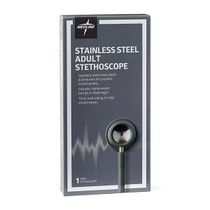 Medline Elite Stainless Steel Stethoscope - Elite Adult Stainless Steel Stethoscope, Gray - MDS92250