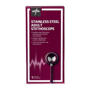 Medline Elite Stainless Steel Stethoscope - Elite Adult Stainless Steel Stethoscope, Burgundy - MDS92280