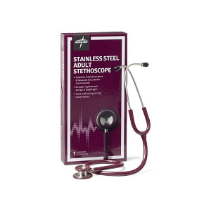 Medline Elite Stainless Steel Stethoscope - Elite Adult Stainless Steel Stethoscope, Burgundy - MDS92280