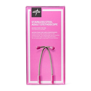 Medline Elite Stainless Steel Stethoscope - Elite Adult Stainless Steel Stethoscope, Pink - MDS92290