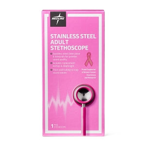 Medline Elite Stainless Steel Stethoscope - Elite Adult Stainless Steel Stethoscope, Pink - MDS92290