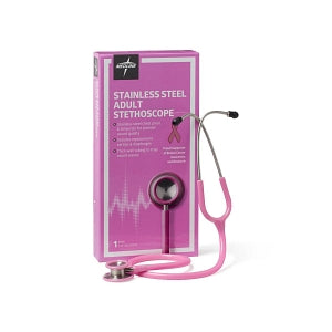 Medline Elite Stainless Steel Stethoscope - Elite Adult Stainless Steel Stethoscope, Pink - MDS92290