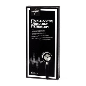 Medline Elite Cardiology Stainless Steel Stethoscope - Elite Cardiology Stainless Steel Stethoscope, Black - MDS92500