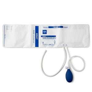 Medline Soft Cloth 2-Tube Cuff with Bulb and Valve - Disposable Soft Cloth Double-Tube Blood Pressure Cuff with Bulb and Valve, Slip Luer, Adult - MDS9733