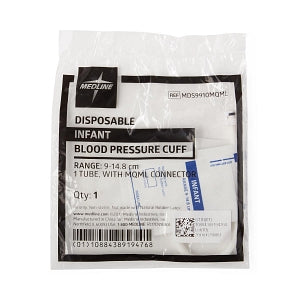 Medline Single-Tube Blood Pressure Cuffs with Male Marquette Connector - Disposable 1-Tube Blood Pressure Cuff with Male Marquette Connector, Infant - MDS9910MQML