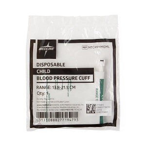 Medline Single-Tube Blood Pressure Cuffs with Male Marquette Connector - Disposable 1-Tube Blood Pressure Cuff with Male Marquette Connector, Child - MDS9911MQML