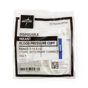 Medline Double-Tube Blood Pressure Cuffs with M / F Marquette Connector - Disposable 2-Tube Blood Pressure Cuff with Male / Female Marquette Connector, Infant - MDS9920MQMF