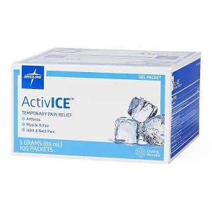 Medline ActivICE Topical Pain Reliever - ActivICE Topical Pain Reliever Dispenser Box, 100 5 gm Packs - MDSAICEPK