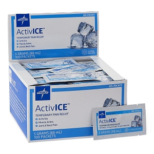 Medline ActivICE Topical Pain Reliever - ActivICE Topical Pain Reliever Dispenser Box, 100 5 gm Packs - MDSAICEPK