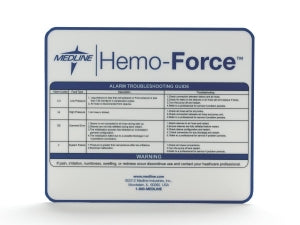 Medline Hemo-Force DVT Pump Parts and Accessories - Alarm Troubleshooting Guide Label for Hemo-Force MDS600INT DVT Pump - MDSAL202024