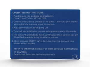 Medline Hemo-Force DVT Pump Parts and Accessories - Instruction Label for Hemo-Force MDS600SQ DVT Pump - MDSAL204218