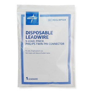 Medline Disposable ECG Leadwires - LEADWIRE, DISP, 5-LEAD, PINCH, PHIL TPIN - MDSLWP504