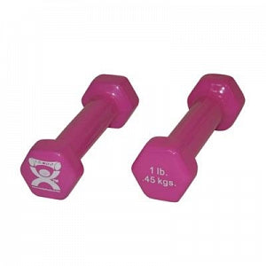 Fabrication Enterprises Inc CanDo Vinyl-coated Iron Dumbbells - Vinyl-Coated Iron Dumbbell, 1 lb., Pink, Pair - 10-0550-2