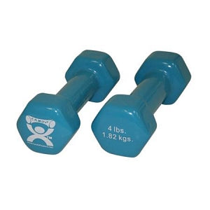 Fabrication Enterprises Inc CanDo Vinyl-coated Iron Dumbbells - Vinyl-Coated Iron Dumbbell, 4 lb., Light Blue, Pair - 10-0553-2