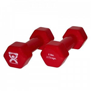 Fabrication Enterprises Inc CanDo Vinyl-coated Iron Dumbbells - Vinyl-Coated Iron Dumbbell, 6 lb., Red, Pair - 10-0555-2