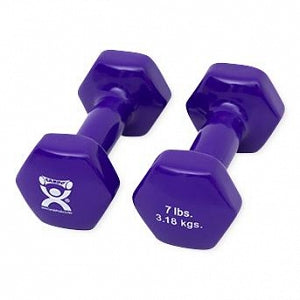 Fabrication Enterprises Inc CanDo Vinyl-coated Iron Dumbbells - Vinyl-Coated Iron Dumbbell, 7 lb., Purple, Pair - 10-0556-2