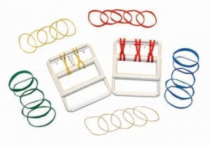 Fabrication Enterprises Inc CanDo Adjustable Hand Grip Exercisers - CanDo Rubber Band Hand Exerciser, 10 Sets, 25 Bands - 10-1800-10