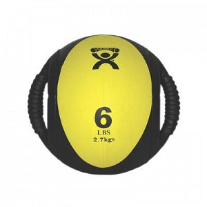 Fabrication Enterprises CanDo Dual-Handle Medicine Balls - 9" Dual-Handle Medicine Ball, Yellow, 6 lb. - 10-3180