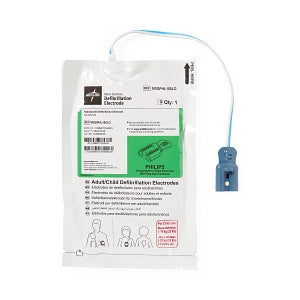 Medline Defibrillator Pads - Philips Compatible Adult Radiolucent Defibrillator Pad with Leads-Out Packaging - MDSPHL100LO