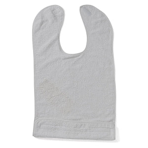 Medline Terry Cloth Bibs - Terrycloth Bib, Hook-and-Loop Closure, Gray - MDSR001340