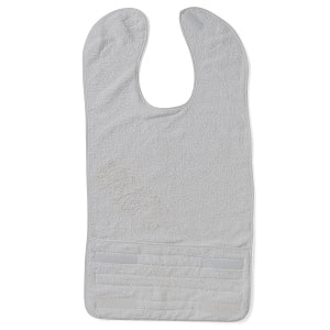 Medline Terry Cloth Bibs - Terrycloth Bib, Hook-and-Loop Closure, Gray - MDSR001340