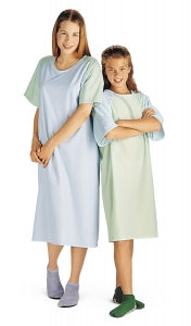 Medline Brushed Flannel Adolescent Patient Gowns - Pediatric Flame-Retardant Gown Tween, Blue, 12 Years - MDT011270